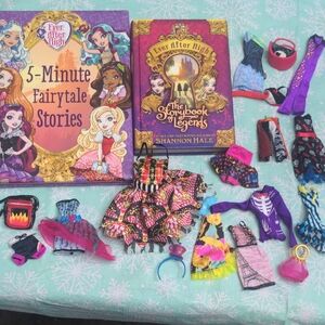 Ever After High Books and Monster High Doll Clothes Lot
